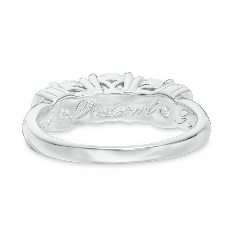 Main Image 3 of Previously Owned - 1/2 CT. T.W. Diamond Collar Past Present Future® Ring in 10K White Gold