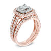 Thumbnail Image 2 of Previously Owned - 1-1/2 CT. T.W. Princess-Cut Diamond Double Frame Bridal Set in 14K Two-Tone Gold