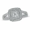 Thumbnail Image 1 of Previously Owned - 1/2 CT. T.W. Diamond Vintage-Style Double Square Frame Engagement Ring in 10K White Gold