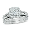 Thumbnail Image 1 of Previously Owned - 3/4 CT. T.W. Diamond Double Frame Split Shank Bridal Set in 14K White Gold