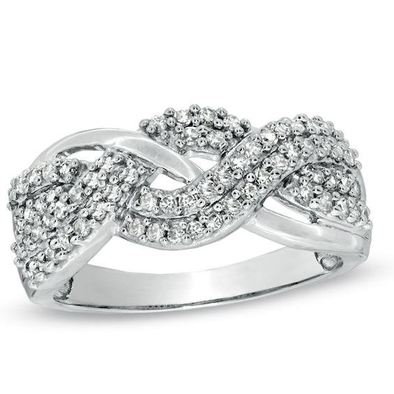 Previously Owned - 1/2 CT. T.w. Diamond Braided Ring in 10K White Gold