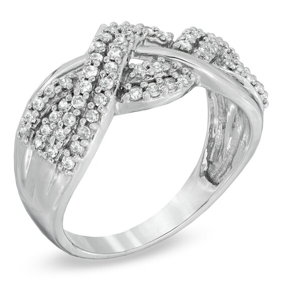 Previously Owned - 1/2 CT. T.w. Diamond Braided Ring in 10K White Gold