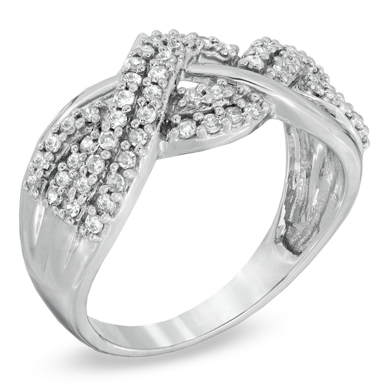 Main Image 2 of Previously Owned - 1/2 CT. T.W. Diamond Braided Ring in 10K White Gold