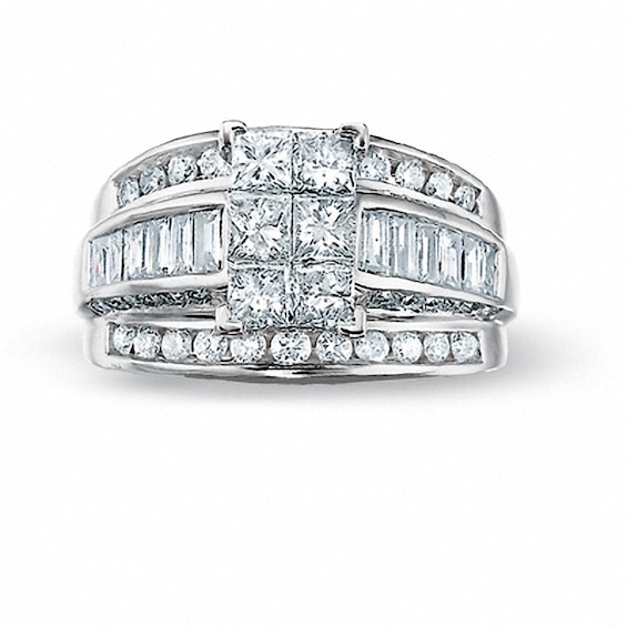 Previously Owned - 2 CT. T.w. Diamond Multi-Stone Ring in 14K White Gold