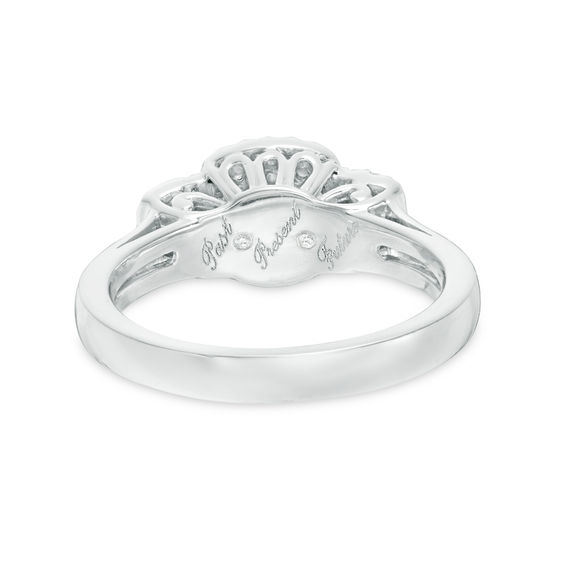 Previously Owned - 1/2 CT. T.w. Diamond Double Frame Three Stone Ring in 10K White Gold