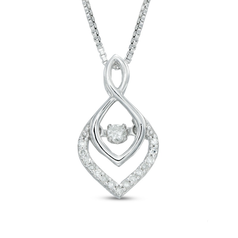 Previously Owned - 1/10 CT. T.W. Diamond Infinity Flame Pendant in Sterling Silver