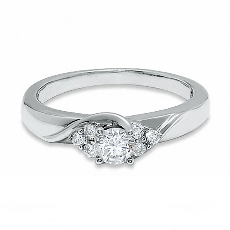 Main Image 3 of Previously Owned - 1/2 CT. T.W. Diamond Engagement Ring in 14K White Gold