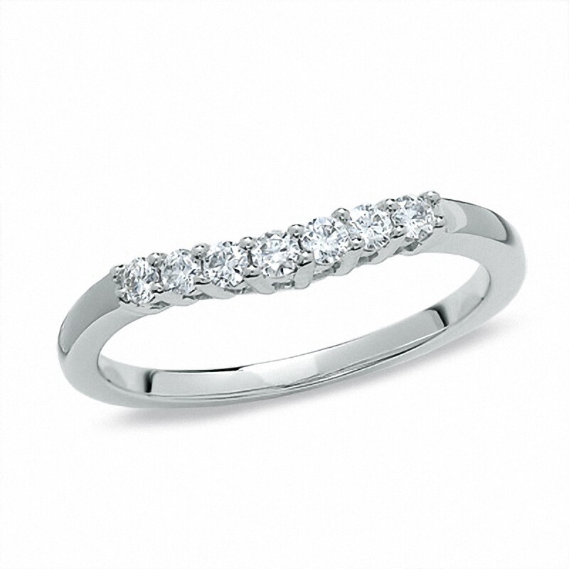 Main Image 1 of Previously Owned - 1/4 CT. T.W. Diamond Seven Stone Contour Band in 14K White Gold