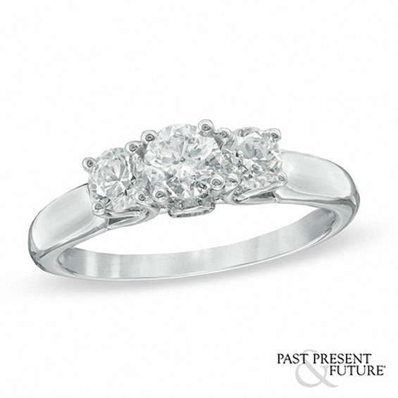 Previously Owned - 1 CT. T.w. Diamond Past Present FutureÂ® Engagement Ring in 14K White Gold (I/I2)