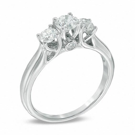 Previously Owned - 1 CT. T.w. Diamond Past Present FutureÂ® Engagement Ring in 14K White Gold (I/I2)