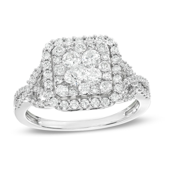 Previously Owned - 1 CT. T.w. Composite Diamond Frame Ring in 10K White Gold