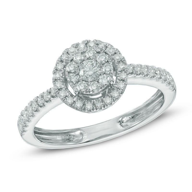 Main Image 1 of Previously Owned - 1/2 CT. T.W. Diamond Double Frame Ring in 10K White Gold
