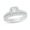 Thumbnail Image 1 of Previously Owned - 1 CT. T.W. Princess-Cut Diamond Frame Bridal Set in 14K White Gold