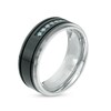Thumbnail Image 2 of Previously Owned - 1/6 CT. T.W. Blue Diamond Comfort-Fit Wedding Band in Two-Tone Stainless Steel - Size 10