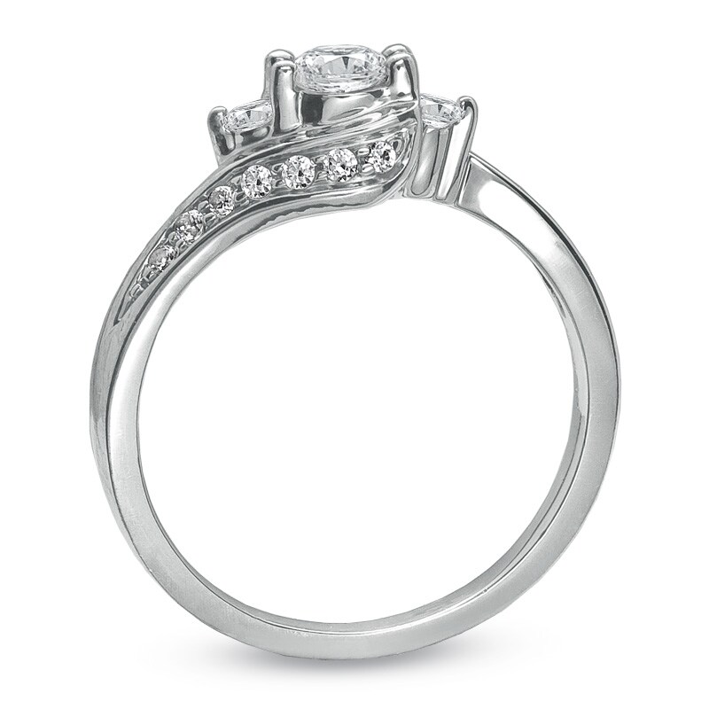 Main Image 2 of Previously Owned - 1/2 CT. T.W. Diamond Three Stone Swirl Ring in 10K White Gold