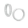 Previously Owned - 1/10 CT. T.W. Diamond Huggie Hoop Earrings in 10K White Gold