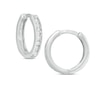 Thumbnail Image 1 of Previously Owned - 1/10 CT. T.W. Diamond Huggie Hoop Earrings in 10K White Gold