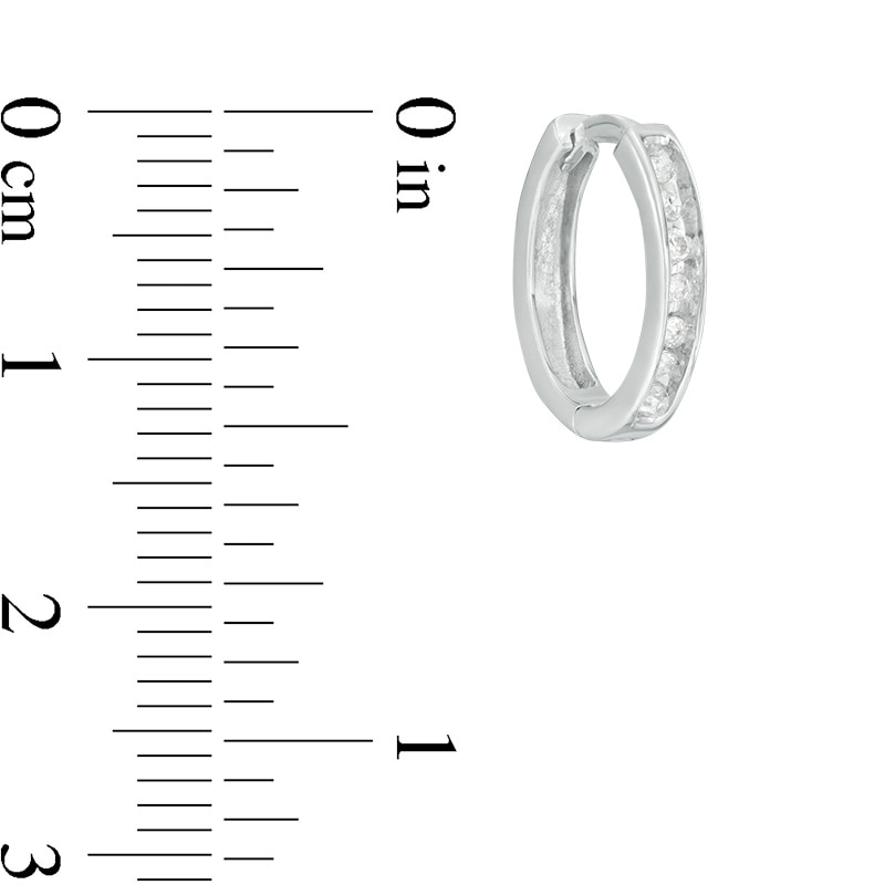 Main Image 2 of Previously Owned - 1/10 CT. T.W. Diamond Huggie Hoop Earrings in 10K White Gold