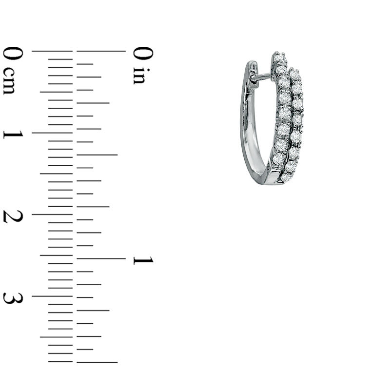 Main Image 2 of Previously Owned - 1/5 CT. T.W. Diamond Double Row Hoop Earrings in 10K White Gold