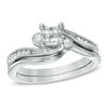 Thumbnail Image 1 of Previously Owned - 1/4 CT. T.W. Quad Princess-Cut Diamond Swirl Bridal Set in 10K White Gold