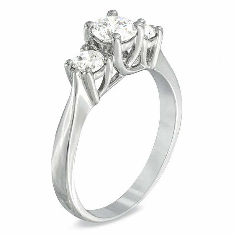 Main Image 2 of Previously Owned - 2 CT. T.W.  Diamond Three Stone Ring in 14K White Gold (I/I2)