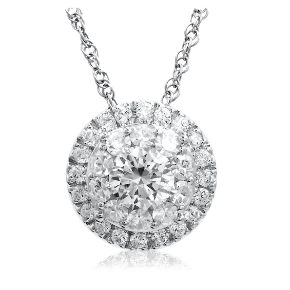 Previously Owned - 1 CT. T.w. Diamond Double Frame Pendant in 14K White Gold