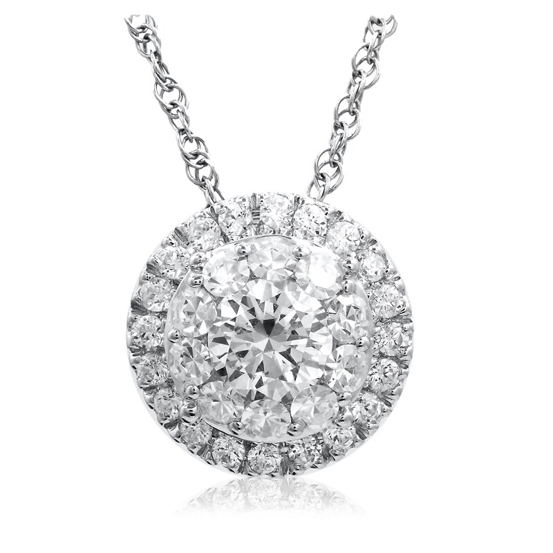 Main Image 1 of Previously Owned - 1 CT. T.W. Diamond Double Frame Pendant in 14K White Gold