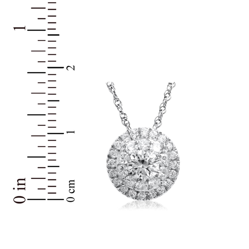 Main Image 2 of Previously Owned - 1 CT. T.W. Diamond Double Frame Pendant in 14K White Gold