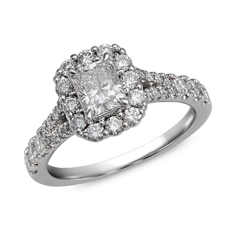 Main Image 2 of Previously Owned - 1-1/2 CT. T.W.  Radiant-Cut Diamond Bridal Set in 14K White Gold (I/I1)