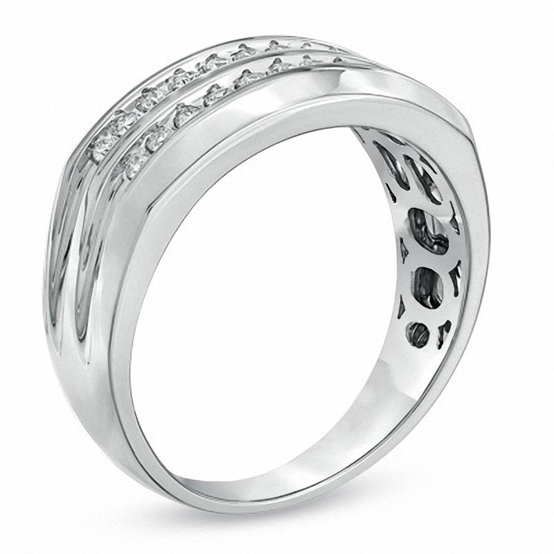Main Image 2 of Previously Owned - 1/2 CT. T.W. Diamond Double Row Anniversary Band in 10K White Gold