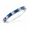 Thumbnail Image 1 of Previously Owned - 1/5 CT. T.W. Diamond and Baguette Blue Sapphire Band in 14K White Gold