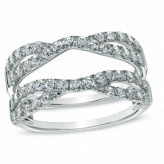 Previously Owned - 1 CT. T.w. Diamond Twist Split Shank Solitaire Enhancer in 14K White Gold
