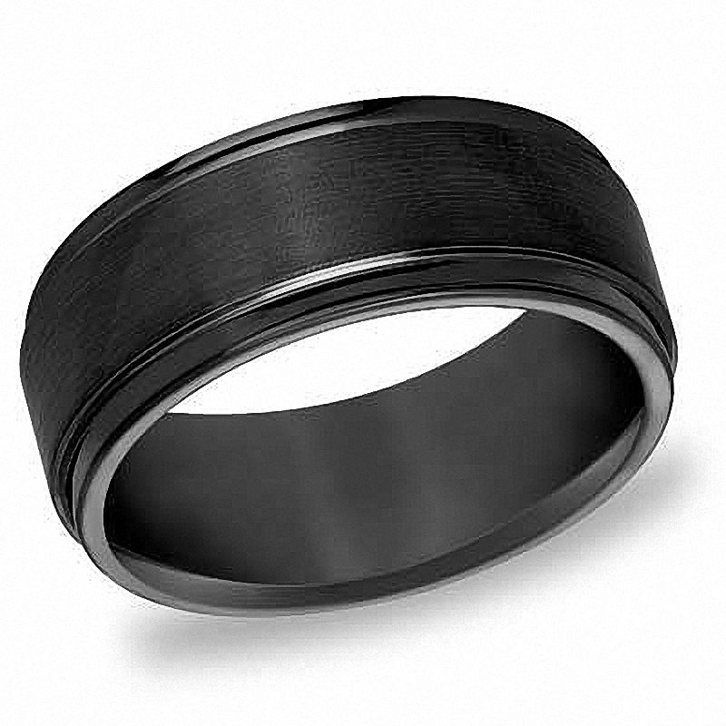 Main Image 1 of Previously Owned - Triton Men's 9.0mm Comfort Fit Black Tungsten Wedding Band