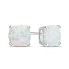 Thumbnail Image 1 of Previously Owned - 6.0mm Cushion-Cut Lab-Created Opal Stud Earrings in 10K White Gold