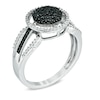 Thumbnail Image 2 of Previously Owned - 1/2 CT. T.W. Enhanced Black and White Diamond Frame Cluster Ring in 10K White Gold