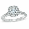 Thumbnail Image 1 of Previously Owned - 1-1/4 CT. T.W. Cushion-Cut Diamond Frame Engagement Ring in Platinum (H/SI2)