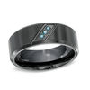 Thumbnail Image 1 of Previously Owned - 6.0mm Enhanced Blue Diamond Accent Black IP Stainless Steel Comfort Fit Wedding Band