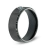 Thumbnail Image 2 of Previously Owned - 6.0mm Enhanced Blue Diamond Accent Black IP Stainless Steel Comfort Fit Wedding Band