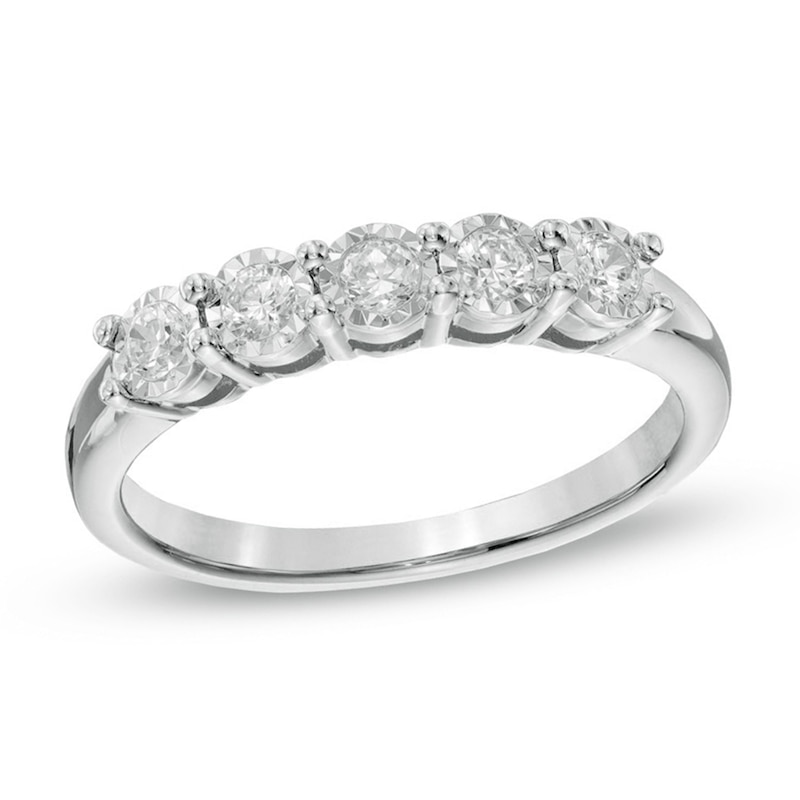 Main Image 1 of Previously Owned - 1/4 CT. T.W. Diamond Five Stone Band in 10K White Gold