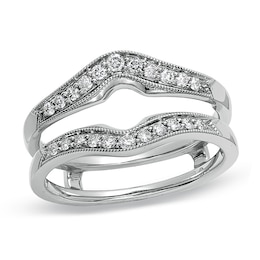 Previously Owned - 1/4 CT. T.W. Diamond Contour Vintage-Style Solitaire Enhancer in 14K White Gold