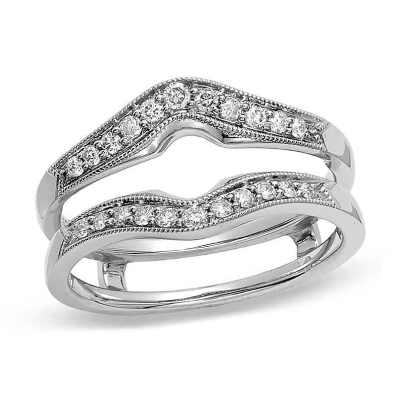 Previously Owned - 1/4 CT. T.W. Diamond Contour Vintage-Style Solitaire Enhancer in 14K White Gold