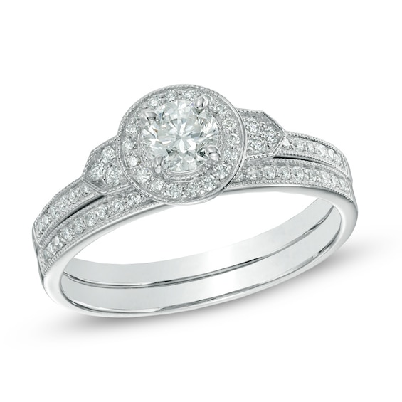 Previously Owned - 5/8 CT. T.w. Diamond Bridal Set in 10K White Gold