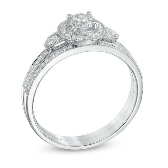 Previously Owned - 5/8 CT. T.w. Diamond Bridal Set in 10K White Gold