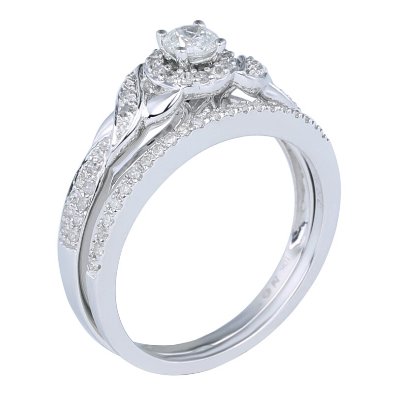 Main Image 2 of Previously Owned - 1/2 CT. T.W. Diamond Frame Bridal Set in 10K White Gold