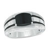 Thumbnail Image 1 of Previously Owned - Barrel-Cut Onyx Comfort Fit Ring in Sterling Silver