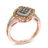 Thumbnail Image 2 of Previously Owned - 1/2 CT. T.W. Champagne and White Diamond Tilted Square Frame Ring in 10K Rose Gold