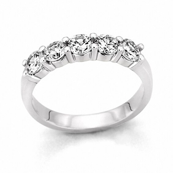 Previously Owned - 1/2 CT. T.w. Diamond Five Stone Band in 10K White Gold