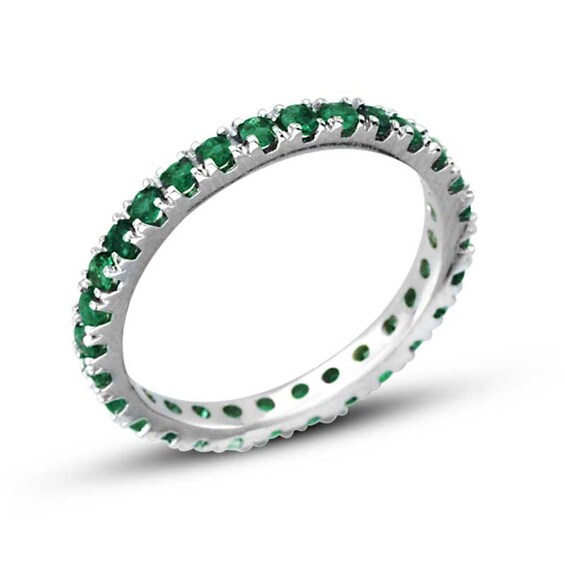 Previously Owned - Emerald Eternity Band in 14K White Gold