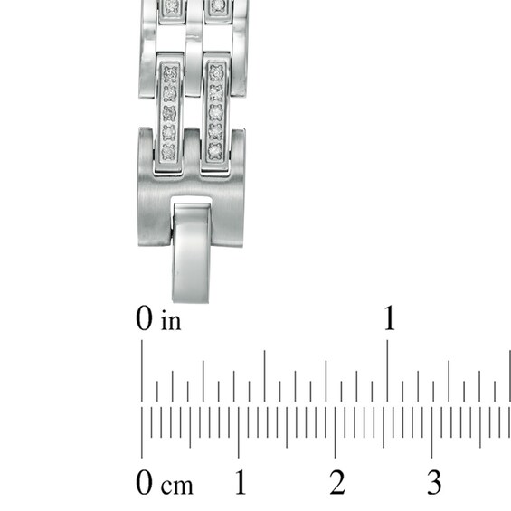 Previously Owned - 1 CT. T.w. Diamond Double Row Bracelet in Stainless Steel - 8.75"
