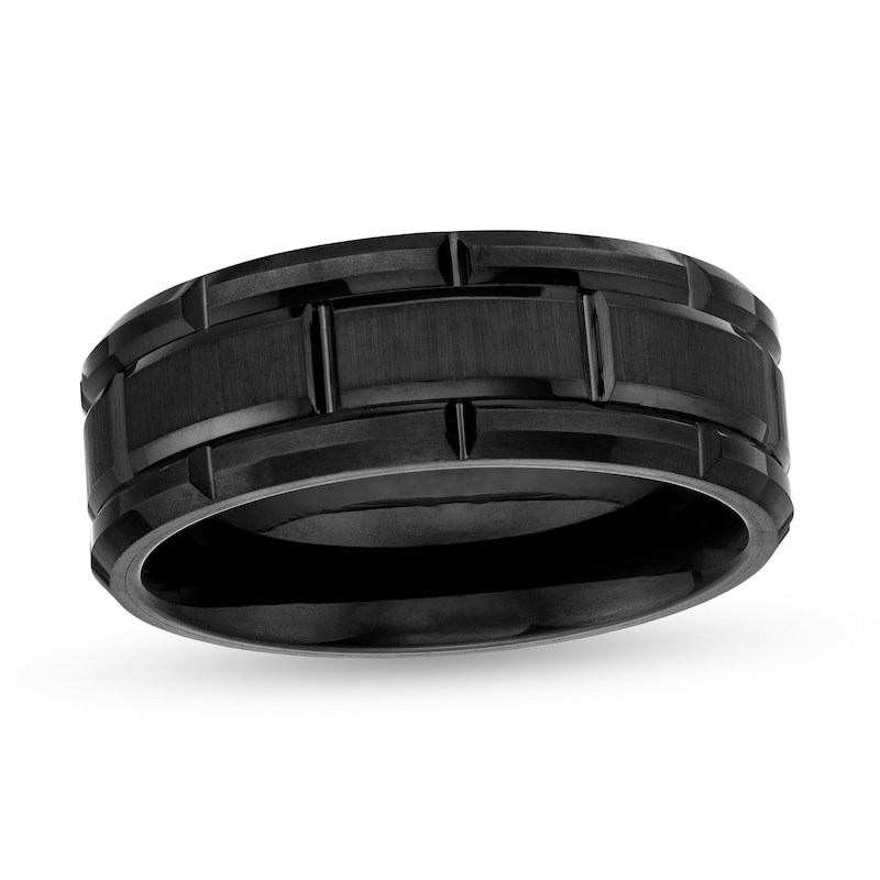 Previously Owned - Men's 8.0mm Comfort Fit Brick Black Tungsten Wedding Band